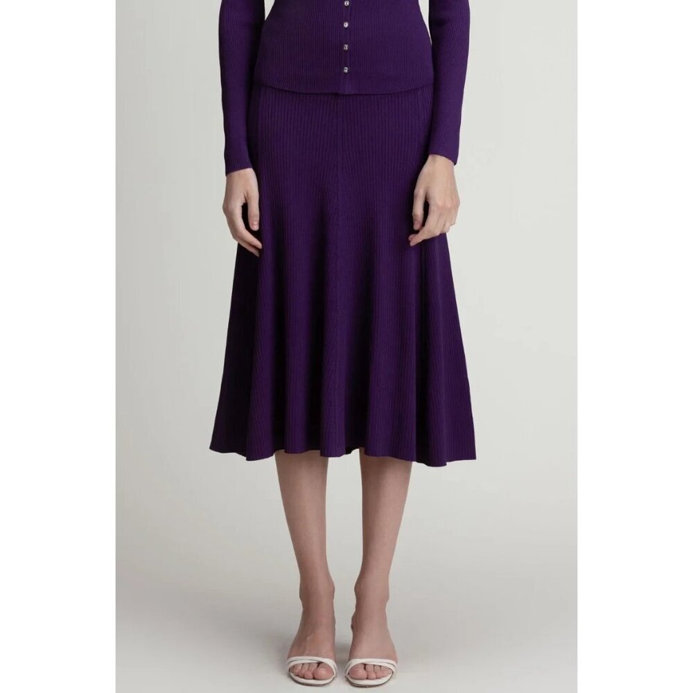 Kilte Collection The Marlee Rib Knit Midi Skirt size 1 S in Plum Purple Rayon